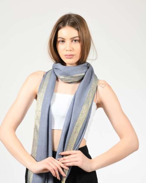 Elegant shimmer Medley Stole - Pacific Blue